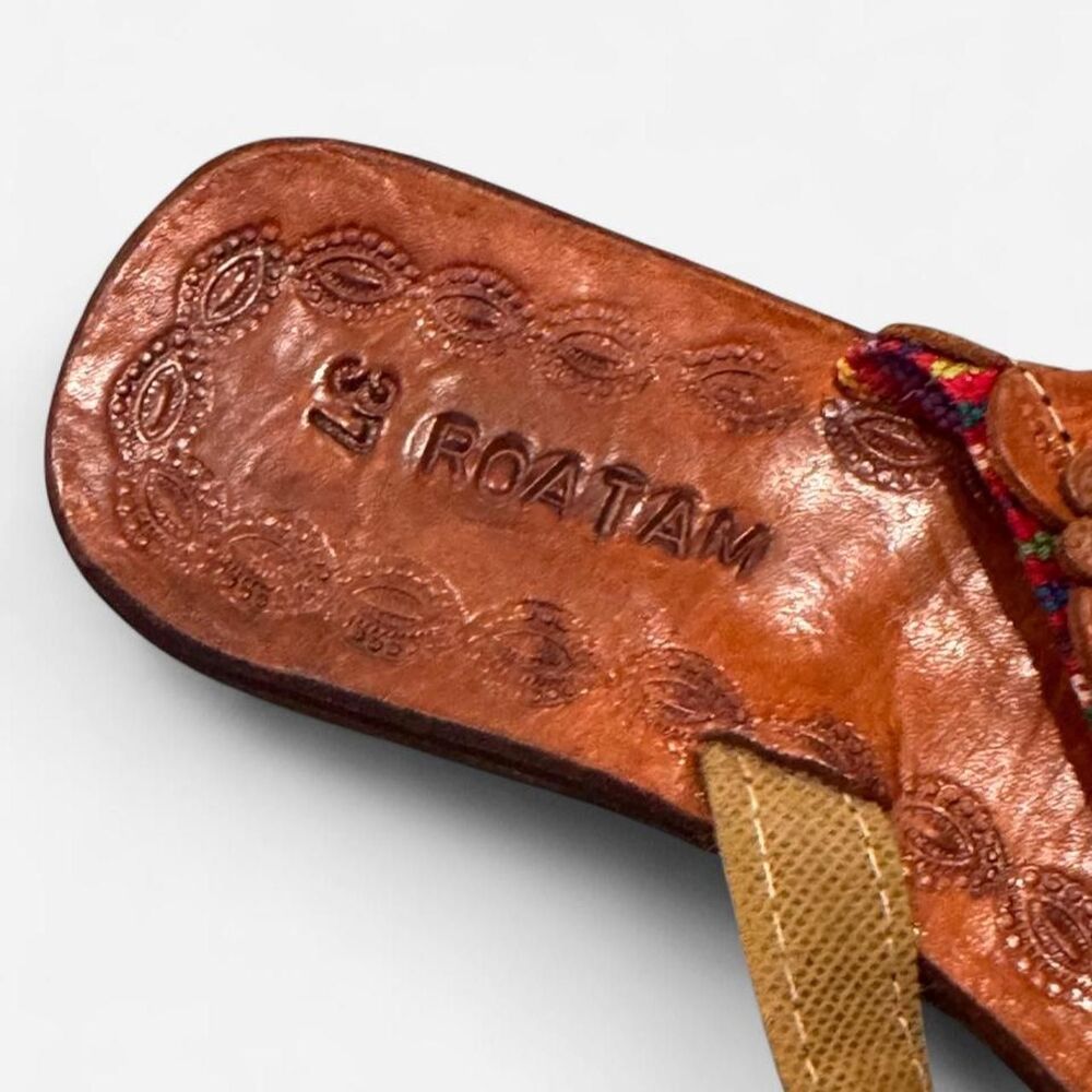 Roatam Brown leather sandals with floral embellishments - Picture 2 of 3